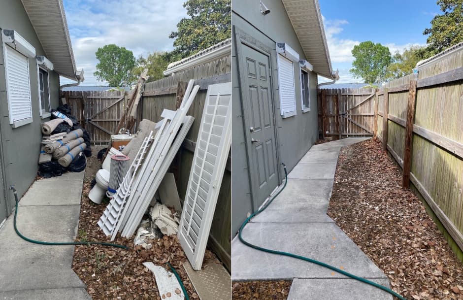 Professional team removing junk