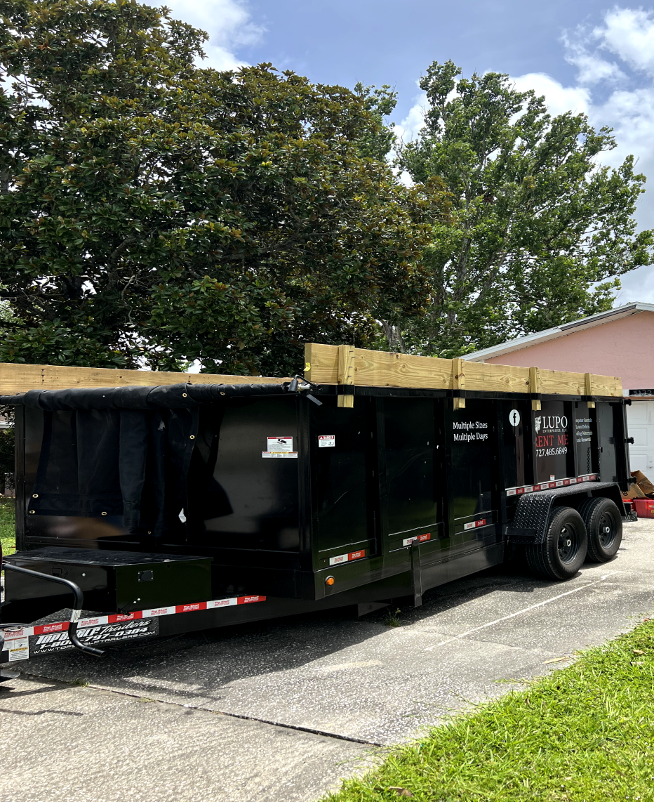Dumpster trailer ready for rental