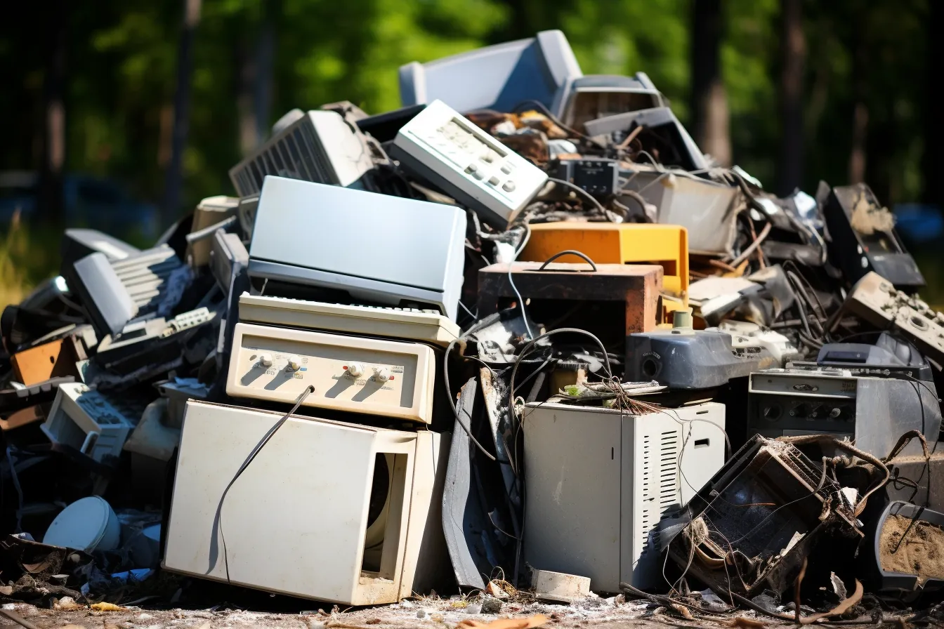 Old appliances stacked for appliance removal and disposal